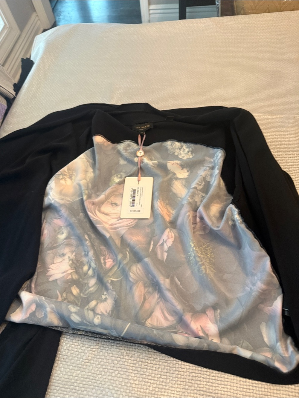 Ted Baker Black Cardigan with Pastel Floral Lining